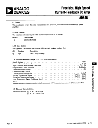 Click here to download AD846SCHIPS Datasheet