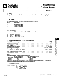 Click here to download OP27AJ/883 Datasheet