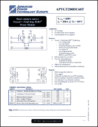 Click here to download APTGT200DU60T Datasheet