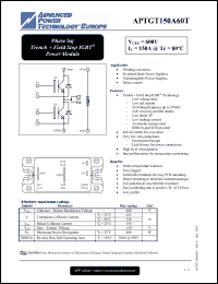 Click here to download APTGT150A60T Datasheet