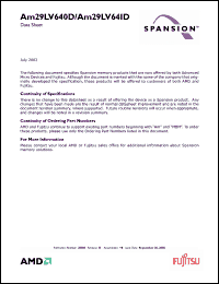 Click here to download AM29LV640DH101 Datasheet