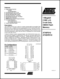 Click here to download AT49HF010-70JC Datasheet