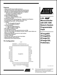 Click here to download ATmega103L-4AC Datasheet