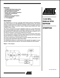 Click here to download AT88RF020-MR1 Datasheet