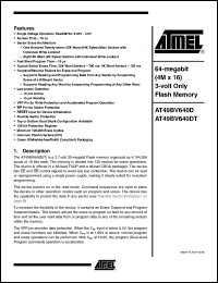 Click here to download AT49BV640DT-70TU Datasheet