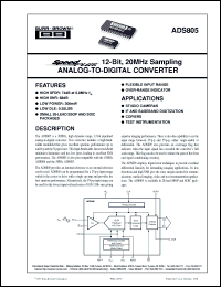 Click here to download ADS805E/1K Datasheet