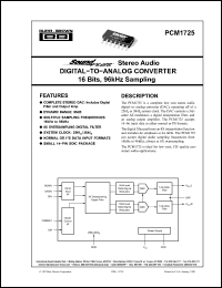 Click here to download PCM1725 Datasheet