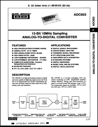 Click here to download ADC603SH/MIL Datasheet