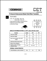 Click here to download CEM9433 Datasheet