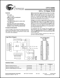 Click here to download CY7C1020B-15ZC Datasheet