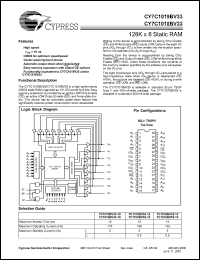Click here to download CY7C1019BV33-15ZI Datasheet
