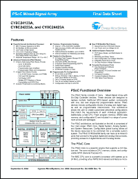 Click here to download CY8C24423A-24SXI Datasheet