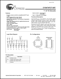 Click here to download CY74FCT138ATPC Datasheet