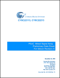 Click here to download CY8C22113 Datasheet