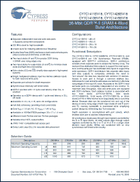 Click here to download CY7C1411BV18-250BZC Datasheet