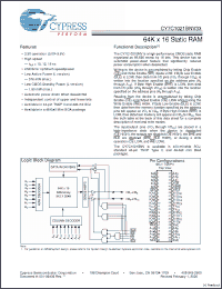 Click here to download CY7C1021BNV33L-10ZXC Datasheet