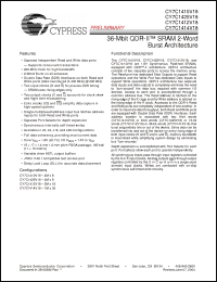 Click here to download CY7C1410V18-167BZC Datasheet