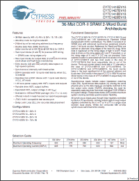 Click here to download CY7C1420BV18-250BZXC Datasheet