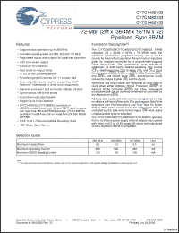 Click here to download CY7C1486V33-167BGXI Datasheet