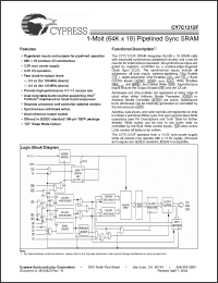Click here to download CY7C1212F-133AC Datasheet