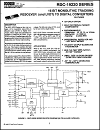 Click here to download RDC19220-201 Datasheet