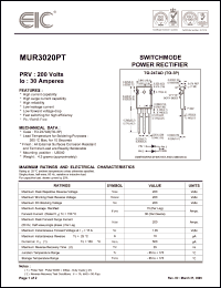 Click here to download MUR3020PT Datasheet