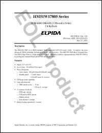 Click here to download HM51W17805S-7 Datasheet