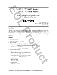 Click here to download HM51W16405S-7 Datasheet