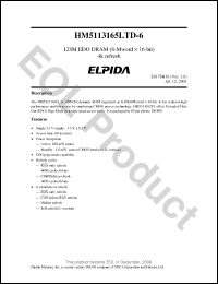 Click here to download HM5113165LTD-6 Datasheet