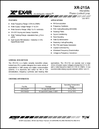 Click here to download XR-215ACP Datasheet