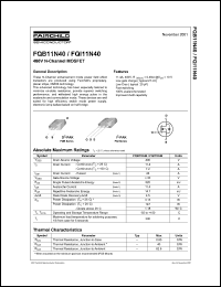 Click here to download FQI11N40 Datasheet