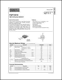 Click here to download FQP13N10 Datasheet