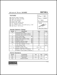 Click here to download IRF540A Datasheet