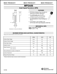 Click here to download MPSA06 Datasheet