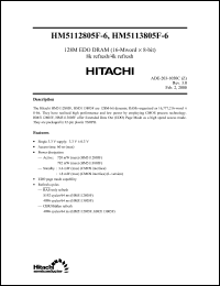 Click here to download HM5112805FTD-6 Datasheet