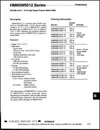 Click here to download HM65W8512LTT15V Datasheet