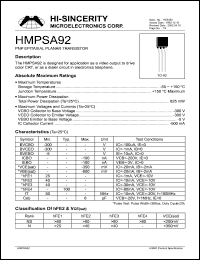 Click here to download HMPSA92 Datasheet