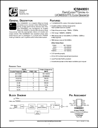 Click here to download ICS840051AGLFT Datasheet