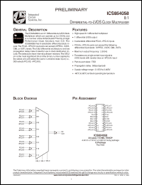 Click here to download ICS854058AG Datasheet