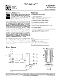 Click here to download ICS874004AGT Datasheet