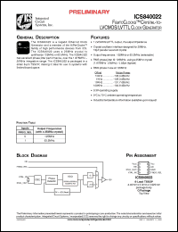 Click here to download ICS840022AG Datasheet