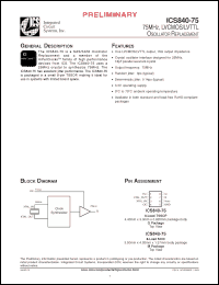 Click here to download ICS840AG-75LFT Datasheet