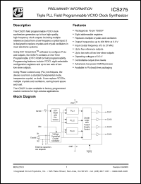 Click here to download ICS275PGI Datasheet