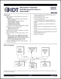 Click here to download IDT79RC64V475250DP Datasheet