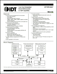 Click here to download IDT79RV4640-150DU Datasheet