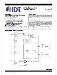 Click here to download IDT71T016SA10PHI Datasheet