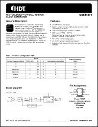 Click here to download ICS844071AGLFT Datasheet