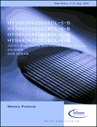 Click here to download HYS64D64020GBDL-5 Datasheet