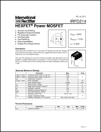 Click here to download IRFD214 Datasheet