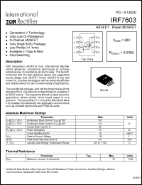 Click here to download IRF7603 Datasheet